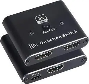 New 8K Switcher 48Gbps HDMI 2.1 Switch Splitter Bi-Directional  2 in1 Out/1in 2out Ultra HD 8K@60Hz 4K@120Hz High Speed 48Gbps Switch Adapter with Switch Button for Computer Laptop