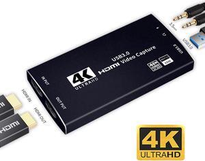 4K@60hz HDMI Video Capture Card 1080p 60fps Board Game Capture Card USB 3.0 Recorder Box Device Support HDR, EDID, HDCP2.2 for Live Streaming Video Recording HDMI Loop Out