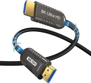 8K Fiber Optic HDMI 2.1 Cable 165 Feet in-Wall CL3 Rated (8K60hz 4K120hz HDCP 2.3 2.2 48Gbps) Ultra High Speed Compatible with Apple-TV Dolby Vision Atmos PS5 PS4, Xbox One Series X RTX 3080/3090