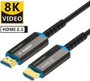 16FT Fiber Optic 8K HDMI2.1 Cable, Fiber in-Wall HDMI Cable Supports 8K@60Hz, 4:4:4/4:2:2/4:2:0, HDR, Dolby Vision, HDCP2.3, ARC, 3D, High Speed 48Gbps, Slim and Flexible HDMI Fiber Optic Cable