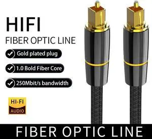 Digital Optical Audio Cable,LUOM Fiber Optic Cable(6ft,Black), Gold-Plated Toslink Optical Cable, Spdif Cable Compatible with Sound Bar, TV, PS4, Xbox, Samsung, Vizio, Bose & More