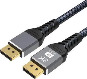 DisplayPort to DP 8K 60Hz 6.6 Feet Cable, DisplayPort to Display Port Male to Male Cable Gold-Plated Cord (8K@60Hz 4K@120Hz 165Hz 144Hz GSync/FreeSync) Compatible with Dell, HP, ASUS DisplayPort to DP 8K 60Hz 6.6 Feet Cable, DisplayPort to Display Port Male to Male Cable Gold-Plated Cord (8K@60Hz 4K@120Hz 165Hz 144Hz GSync/FreeSync) Compatible with Dell, HP, ASUS