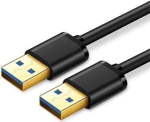 USB to USB Cable 1.65Ft USB 3.0 Type A Cable - Male to Male Short USB Cable Super Speed Braided Cord for Hard Drive Enclosures, Laptop Cooling Pad, DVD Players- 3Pack,Black
