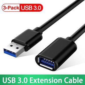 LUOM USB3.0 Extension Cable For Smart TV PS4 Xbox One SSD USB To USB Cable Extender Data Cord USB 3.0 2.0 Fast Transfer Cable (3 Pack,1.6FT)