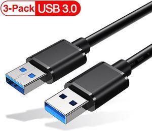 LUOM Double USB3.0 to USB3.0 Extension Extender Cable For TV Box PC Radiator SSD Hard Disk Laptop Car USB A Cable Male to Male USB Extender Cord [1.6Ft, 3-Pack]