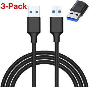 LUOM USB3.0 to USB3.0 A Male Cable [1.6Ft], 5Gbps USB A Male USB 3.0 Extender Extension For Radiator Hard Disk Webcom Camera USB Cable, 3-Pack