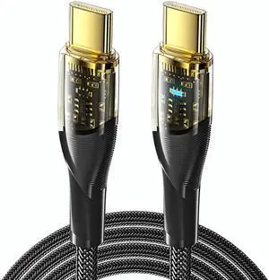 PD 100W USB C to USB C Cable [3.3ft, 1-pack], LUOM 5A Fast Charging USB C Cable Transparent Shell, Zinc Alloy Nylon Braided Type C Cable for Samsung S21 S20 Note 20 MacBook Pro Google Pixel etc