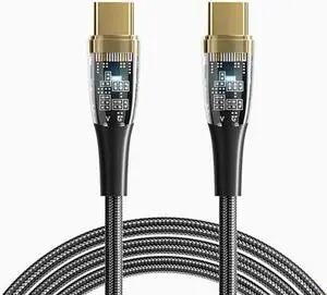 LUOM USB C to USB C Cable (1-Pack, 6.6ft), 100W 5A USB C Cable Transparent Shell, Type C Charger Cable Fast Charging for MacBook Pro, iPad Pro Air Mini, Samsung Galaxy S23/22/Z Fold/Z Flip, Pixel LUOM USB C to USB C Cable (1-Pack, 6.6ft), 100W 5A USB C Cable Transparent Shell, Type C Charger Cable Fast Charging for MacBook Pro, iPad Pro Air Mini, Samsung Galaxy S23/22/Z Fold/Z Flip, Pixel