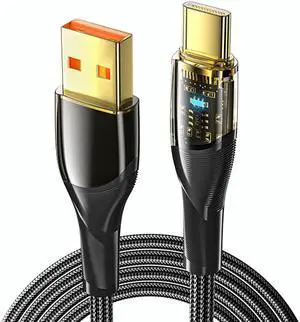 PD 100W USB A to USB C Cable [3.3ft, 1-pack], LUOM 7A Fast Charging USB C Cable transparent, Nylon Braided Type C Cable for Samsung S21 S20 Note 20 MacBook Pro Google Pixel etc