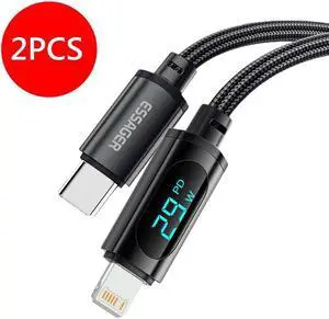 PD29W USB C to L ightning Cable with LED Display , 3.3FT-2Pack Charging Syncing Cord Compatible with iPhone 13 13 Pro 12 Pro Max 12 11 X XS XR 8 Plus, AirPods Pro, Supports Power Delivery PD29W USB C to L ightning Cable with LED Display , 3.3FT-2Pack Charging Syncing Cord Compatible with iPhone 13 13 Pro 12 Pro Max 12 11 X XS XR 8 Plus, AirPods Pro, Supports Power Delivery