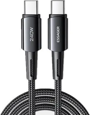USB C Cable, [1 Pack 6.6ft 240W] 48V/5A PD QC 4.0 Fast Charging USB C to USB C Cable, Nylon Braided Phone Charger Type C Data Cord for iPad Pro MacBook Air Samsung S21 S20 Note Google Pixel etc.