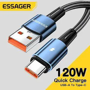 [3.3ft, 1-pack] 6A PD 120W USB A to USB C Cable Type C Fast Charger A to C Super Fast Charging, USB C Charging Cable 480Mbps Data Nylon Braided for Samsung Galaxy iPad MacBook Pixel