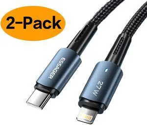 [10ft, 2-pack] LUOM USB-C to Lightning Charging Cord, E-Marker PD 27W 3A Fast Charging 480Mbps Data Transmission for iPhone 14/13 Pro/13/12 Pro/11 Pro Max/X/XS/XR/8, iPad, AirPods