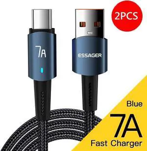 [6.6ft, 2-pack] 7A USB A to USB C Cable Type C Fast Charger A to C Super Fast Charging, USB C Charging Cable 480Mbps Data Nylon Braided for Samsung Galaxy iPad MacBook Pixel
