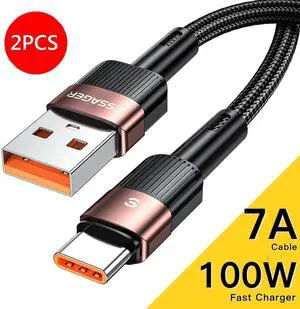 7A USB A to USB C Cable, Type C Fast Charger Nylon Braided Cord Compatible for Samsung Galaxy S10 S10+ S9 S8 Note 9 8 GoPro Hero 7 5 6 PS5 Controller Switch LG G8 G7 etc. [2Pack 6.6FT]