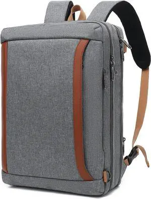 Convertible Laptop Backpack 17.3 Inch Water Resistant Backpacks Durable College Travel Daypack Anti Theft, Best Gift for Men Women(17.3 Inch, Gray)