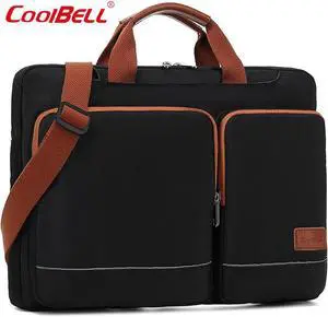 15.6 Inch Multi-Functional Laptop Sleeve Business Briefcase Waterproof Messenger Shoulder Bag for 15"-15.6" Laptops/Apple/Lenovo IdeaPad/Acer Aspire/HP ENVY 15 / XPS 15, Black