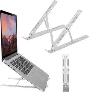Laptop Stand for Desk 6-Angle Adjustable | Ergonomic Foldable Aluminum Laptop Holder | Anti-Slip Portable Computer Stand Laptop Riser for MacBook iPad Tablet Laptop 9-15.6 Inch | Silver