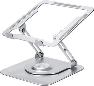 Laptop Stand 360° Rotating, Foldable Aluminum Laptop Desk Stand, Adjustable Height Laptop Riser, Ergonomic Computer Monitor Stand, Compatible with PC, MacBook Air/All 10-16" Laptops - Silver