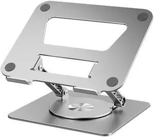 Swivel Adjustable Laptop Stand, Aluminum Laptop Riser, Multi-Angle Height Adjustable Computer Stand Desktop Holder Compatible with Mac MacBook Pro Air, Lenovo, Dell XPS, HP(10-17"),Silver