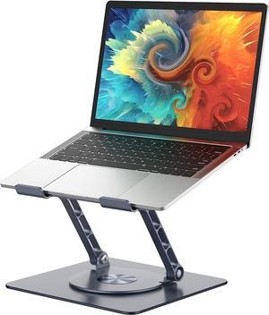 Foldable 360° Rotating Laptop Stand for Desk Aluminum Folding Swivel Adjustable Height Computer Stand for Laptops up to 17.3 Inches,Gray