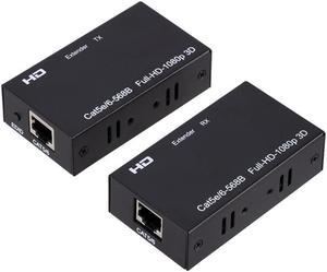 196ft/60m HDMI Extender Over Cat 5e/6, 1080P HDMI Ethernet Extender Adapter Support 3D, EDID, Deep Color, Compatible with DVD, Fire Stick, Roku, PS5 (Tx + Rx)