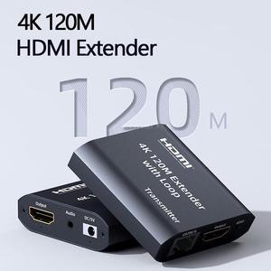 LUOM HDMI Over Ethernet Extender Over CAT5e/CAT6/CAT7 Cable 4K @ 30Hz - Upto 394 FT - Supports & 3D, HD Audio