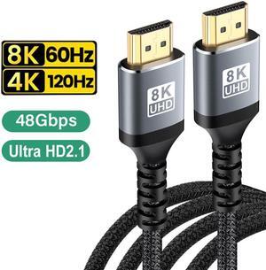LUOM Ultra 8K High Speed HDMI Braided Cable - 3.3 Feet - 48Gbps High Speed 3D 8K60 4K120 144Hz HDMI Cord, 8K, Dynamic HDR, eARC - DynamicView Series