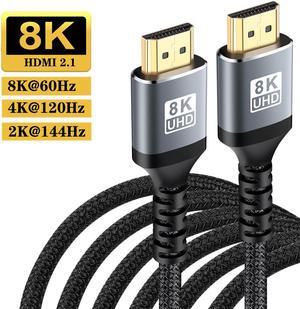 8K HDMI 2.1 Cable 16.4FT,LUOM Braided HDMI Cord - Get 48Gbps High Speed 3D 8K60 4K120 144Hz, HDR, eArc, Dolby Vision, & More
