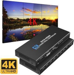 3x3 HDMI Video Wall Controller, 1080P@60Hz HDMI DVI TV Wall Processor, 4K HDMI Video Image Processor, HDMI & DVI Input with RS232, 180 Degree Rotate, Support 13 Display Modes