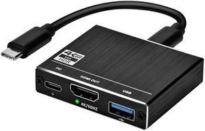 Type-C to HDMI Docking Station Type-C to HDMI Type-C to 100W PD Charging Fast Charging 4K@60Hz HD Video Screen Projector 3-Port Mini Hub Easy to Carry for Nintendo Switch, MacBook Pro/Air