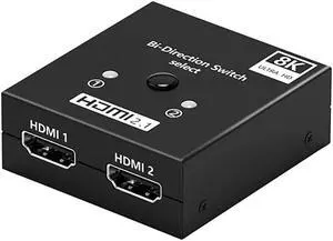 HDMI Switch Splitter 8K@60Hz, Bi-Directional HDMI 2.1 Splitter Switcher 1 in 2 Out/2 in 1 Out HDMI Switch 2 Port Display Selector (2 x 1/1 x 2) 4K/120Hz,8K/60Hz for Firestick, Xbox PS4 HDTV etc