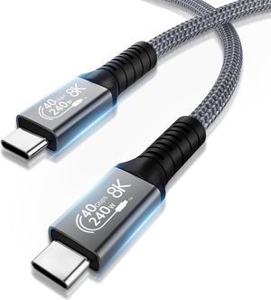 1.5FT USB4 Cable, Thunderbolt 4 Cable Supports 8K@60Hz Video, Dual 4K Video, 40 Gbps Data Transfer USB C to USB C Cable 240W Fast Charging Cable Compatible with MacBook Pro/Air, iPad Pro, Samsung