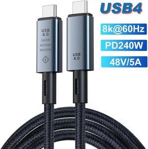 USB 4.0 240W Fast Charging 40Gbps Data Type-C Cable - Thunderbolt 3/4 Compatible, 8K@60Hz Video, Durable Sleeved Jacket - for All USB-C Devices, Hub, eGPU, Gaming PC (1.64ft/0.5m)