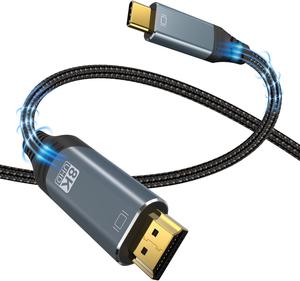 USB C to HDMI Cable 10Ft | 8K High-Speed USB 3.1 Type-C to HDMI 2.1 Cord [Thunderbolt 3/4 Compatible] with MacBook Pro/Air,Galaxy S8 to S23,iPhone 15/Pro/Plus/Max,iPad Pro, iMac, Surface