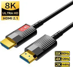 8K HDMI Cable Fiber Optic HDM1 2.1 (16ft) Ultra High Speed 48Gbps, Supports 8K@60Hz, 4K@120Hz, Dynamic HDR, eARC, Compatible RTX3090, Xbox Series X, PS5, UHD SUHD TV, 164 Feet / 50M 8K HDMI Cable Fiber Optic HDM1 2.1 (16ft) Ultra High Speed 48Gbps, Supports 8K@60Hz, 4K@120Hz, Dynamic HDR, eARC, Compatible RTX3090, Xbox Series X, PS5, UHD SUHD TV, 164 Feet / 50M