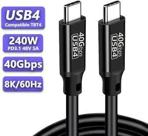 USB 4.0 240W 40Gbps Data Type-C Cable - Thunderbolt 3/4 Compatible, 8K@60Hz Video, Durable Sleeved Jacket - Compatible with Mobile Phone, Notebook, MAC, SSD and all USB-C devices (3.3ft) USB 4.0 240W 40Gbps Data Type-C Cable - Thunderbolt 3/4 Compatible, 8K@60Hz Video, Durable Sleeved Jacket - Compatible with Mobile Phone, Notebook, MAC, SSD and all USB-C devices (3.3ft)