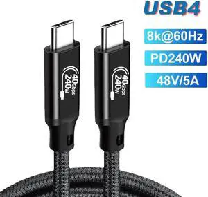 USB4 Cable 40Gbps USB C to USB C 1.6ft - Type C Braided Cable 240W Fast Charging, HD Display Cables Support 8K@60Hz/4K@60Hz - Dual C Cable for All Type C Devices and Thunderbolt 4/3