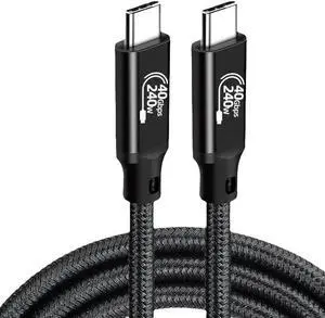 USB4 Short Braided Cable 1.6FT, Supports Single 8K/Dual 4K@60Hz HD Display, 40 Gbps Data Transfer, 240W Charging USB C to Type-C Cable,Cpmpatible with SSD,Laptop, Hub, Docking, and all USB-C devices