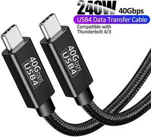 USB C to USB C Nylon Braided Cable,240W PD USB 4.0 Cable 40Gbps Data Transfer, 8K Video Output with E-Marker for Thunderbolt 3/4, Laptop, Hub, Docking, Mobile Phone, Galaxy S20, Pixel, Switch - 3.3FT USB C to USB C Nylon Braided Cable,240W PD USB 4.0 Cable 40Gbps Data Transfer, 8K Video Output with E-Marker for Thunderbolt 3/4, Laptop, Hub, Docking, Mobile Phone, Galaxy S20, Pixel, Switch - 3.3FT
