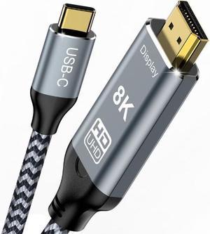 4K120Hz USB C to HDMI Cable 3.3Ft, 8K@60Hz USB Type C to HDMI 2.1 Adapter Cable 48Gbps HDR HDMI Cable Compatible with Thunderbolt 4/3 MacBook Pro/Air iPad 2022 iMac, Surface, XPS, Galaxy S22/S21