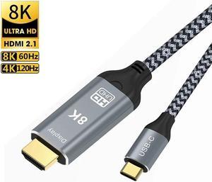 USB C USB3.1 to HDMI 8K 2.1 Cable 3.3FT 7680x4320 8K@60Hz 4K@120Hz UHD HDR High Speed 48Gbps Thunderbolt 3 Compatible for HDTVs Projectors and Monitors