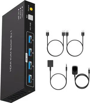 HDMI KVM Switch,8K@60Hz 4K@144Hz HDMI KVM Switch 1 Monitor 2 Computers Share 4 USB3.0 Keyboard Mouse Printer,for Esports Gaming,3D Graphics Video,Wired Controller & USB Cable