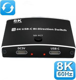 USB C Switch Bi-Directional Switcher 1 in 2 Out/2 in 1 Out USB Switch Selector 2 Computers Share 1 Devices USB KVM Switch 8K@60Hz Video 10Gbps Data Transfer 100W Charging USB-C Cables Included