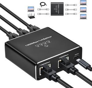 Gigabit Ethernet Splitter, Ethernet Splitter 1 to 4 [4 Devices Simultaneous Networking], 1000Mbps Network Extension with USB Power Cable, 8P8C LAN Interface Internet Splitter for Cat5/5e/6/7/8 Cable
