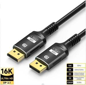 DisplayPort 2.1 Cable 3.3ft, 16K DP 2.1 Cable Supports 80Gbps, 16K@30Hz, 8K@60Hz/120Hz, 4K@240Hz/165Hz, 2K@360Hz HDR, HDCP2.2, 3D, ARC for Laptop/PC/TV/Gaming Monitor
