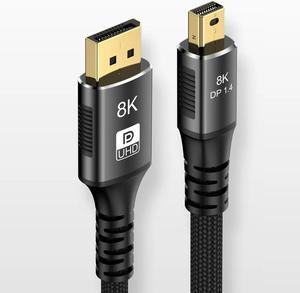 8K Mini DisplayPort to DisplayPort Cable 3.3ft,8K@60Hz, 4K@120Hz DP to Mini DP Cable Bi-Directional, Aluminum Shell, Gold-Plated Braided, for MacBook Air/Pro, Surface Pro and More