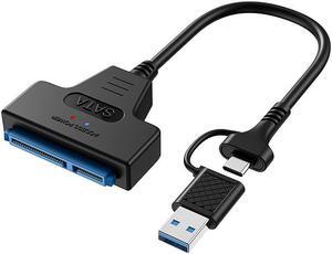 SATA to USB Adapter, 2in1 USB-C/USB 3.0 to SATA Cable for 2.5 Inch SSD HDD SATA III Hard Drive Disk, Support UASP Compatible with USB 1.1/2.0/3.0 (L06B2IN1])
