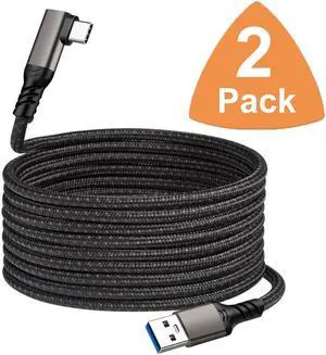 10Gbps USB 3.1 Gen 2 USB A to USB C 90 Degree Braided Cable (6.6ft , 2 Pack) , (60W/3A) Fast Charge for Samsung Galaxy S22 , iPad Mini 6 , iPad Air 4 , MacBook Pro 2020 , Switch, SSD,Hard Drives