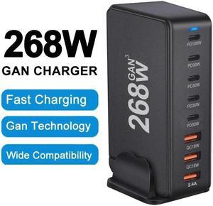 LUOM USB C Charger 268W Portable Charger USB Type-C Charger Compact GaN Fast Charger USB C Fast Charging Block for MacBook Pro/Air, iPad Pro, iPhone 15 14 Pro, Galaxy Tab S8, S23